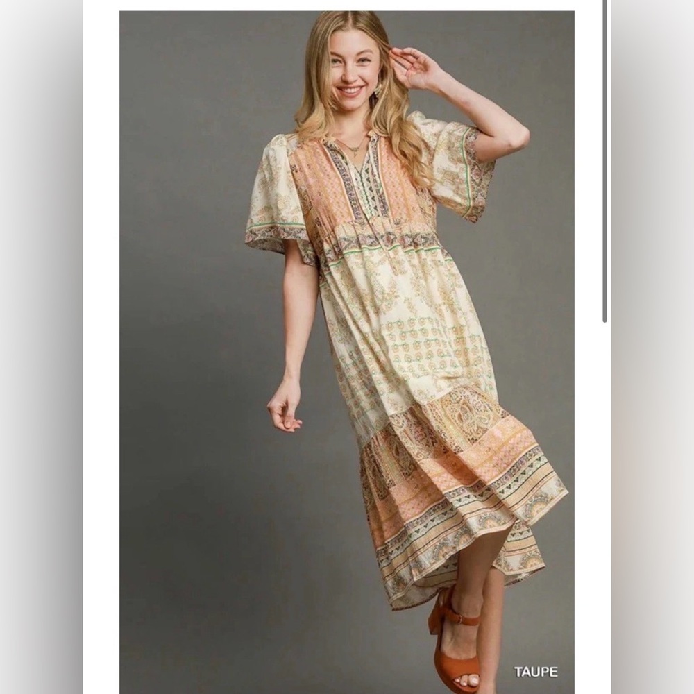 Umgee: Bohemian Patterned Midi Dress Size Small (Boutique)